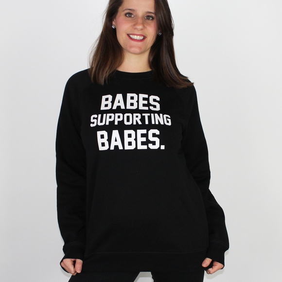 Brunette the Label Tops - Babes Supporting Babes Black Sweatshirt